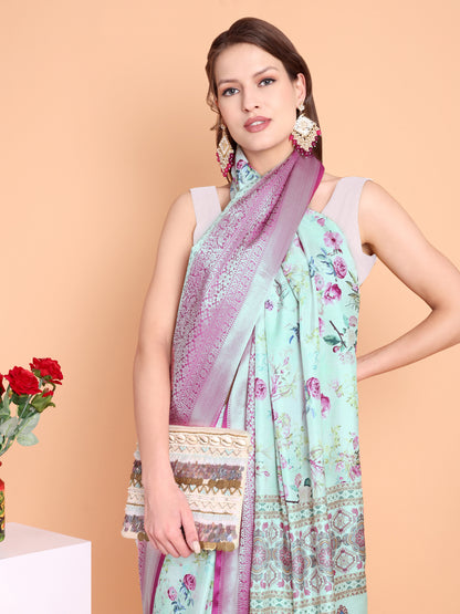 Pista  Pure soft tussur dola satin silk saree