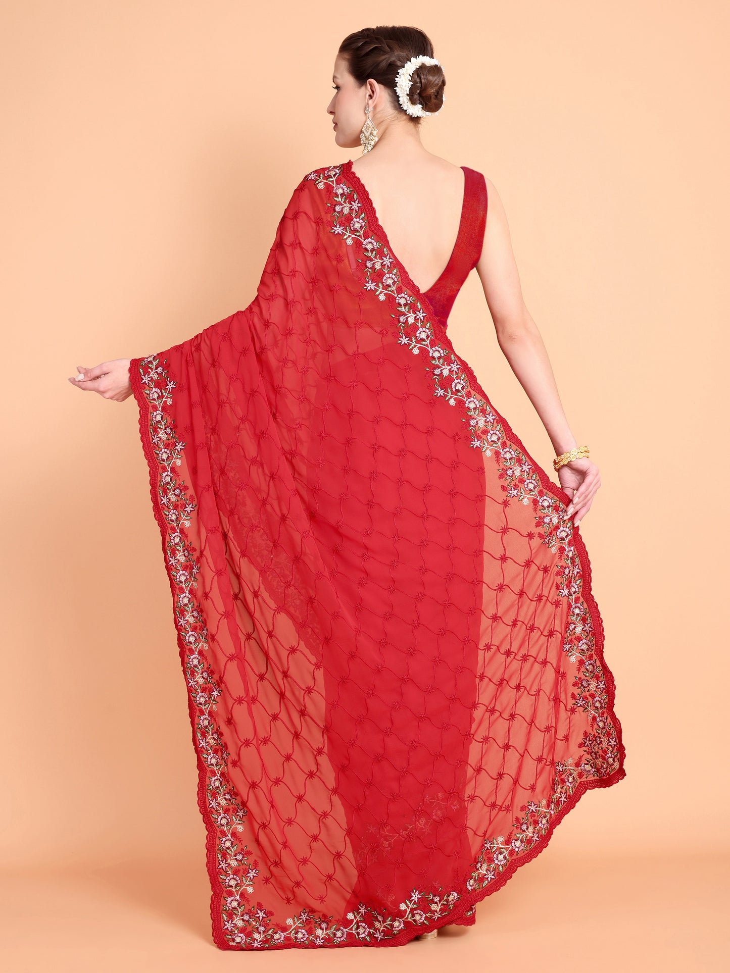 Red   Pure georgate saree