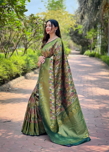 Green Kanchipattu silk saree