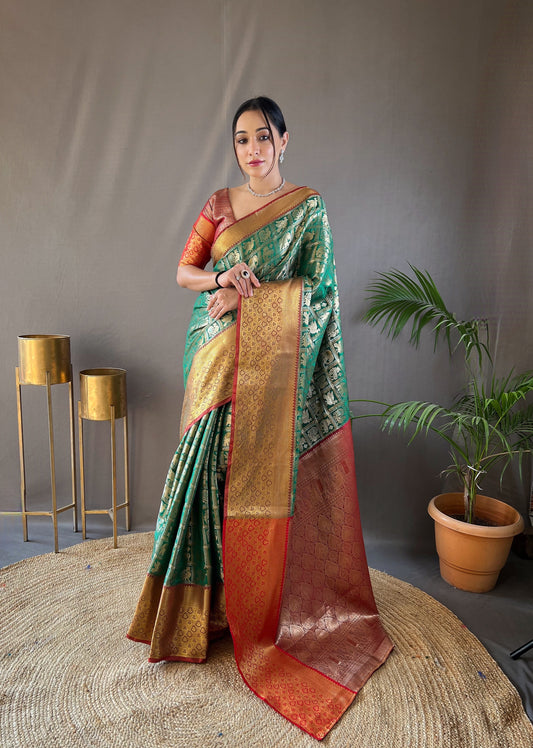 green Pattu silk saree