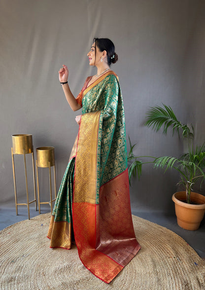 green Pattu silk saree