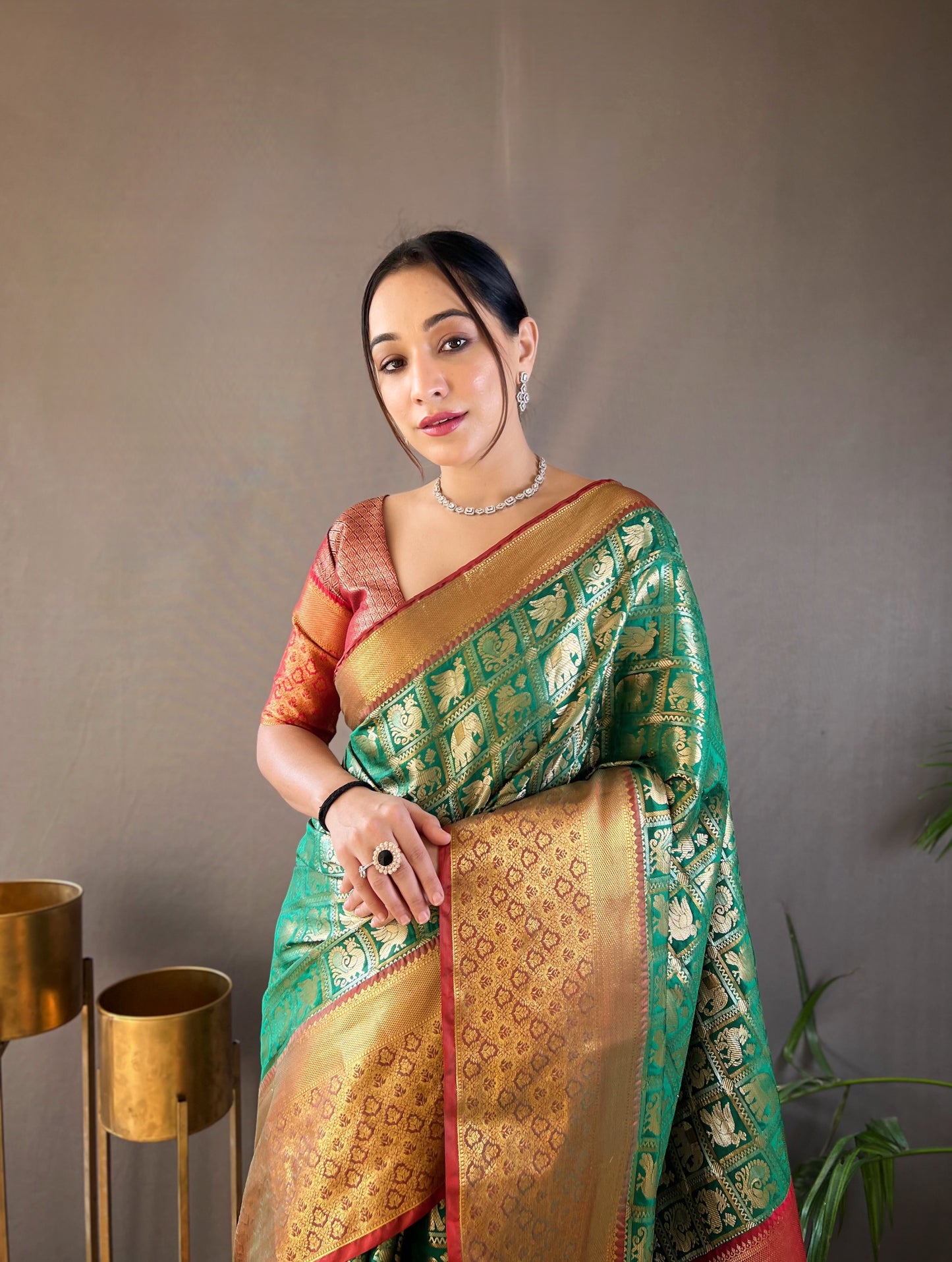 green Pattu silk saree