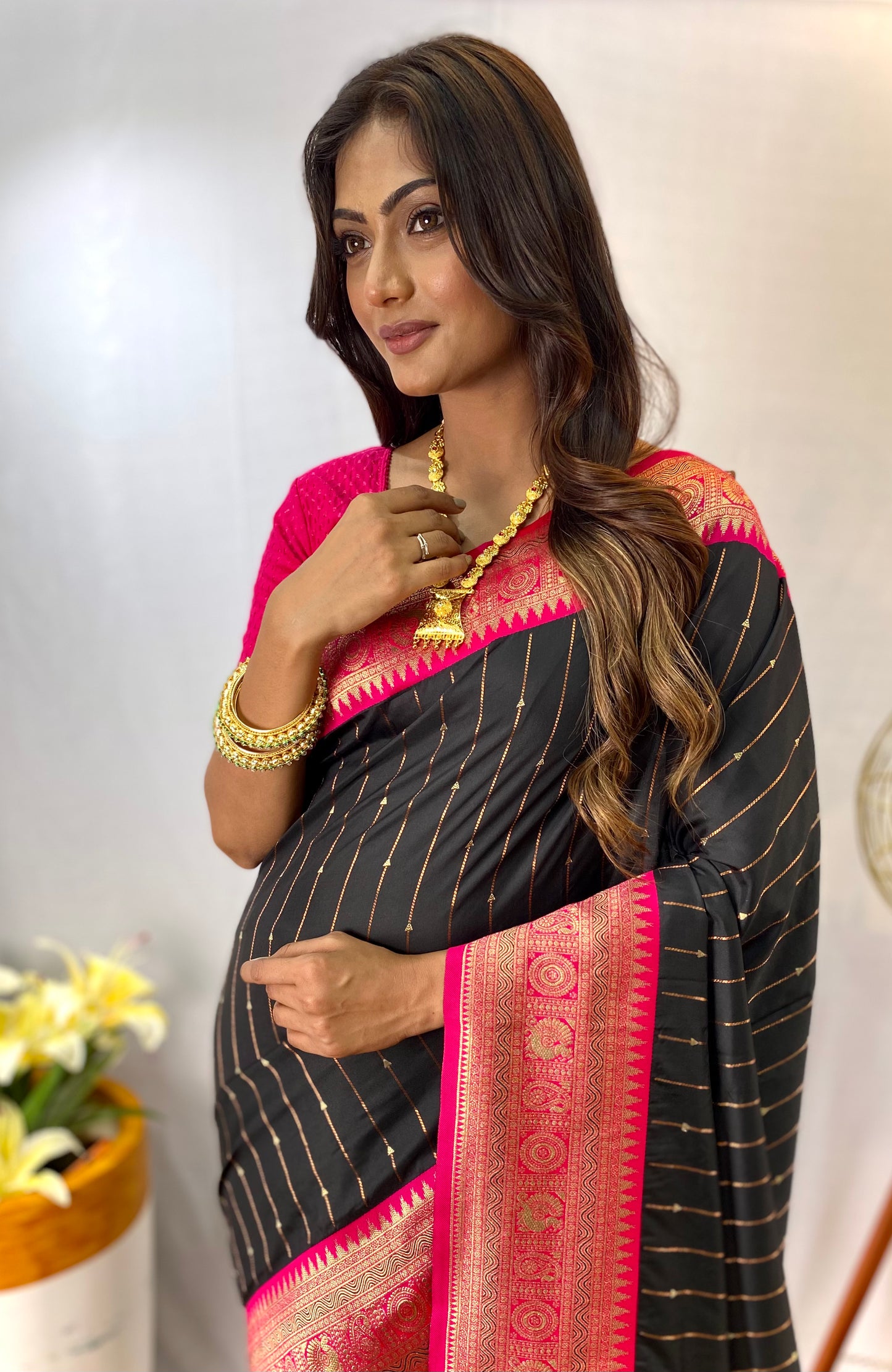 Black Paithani silk saree