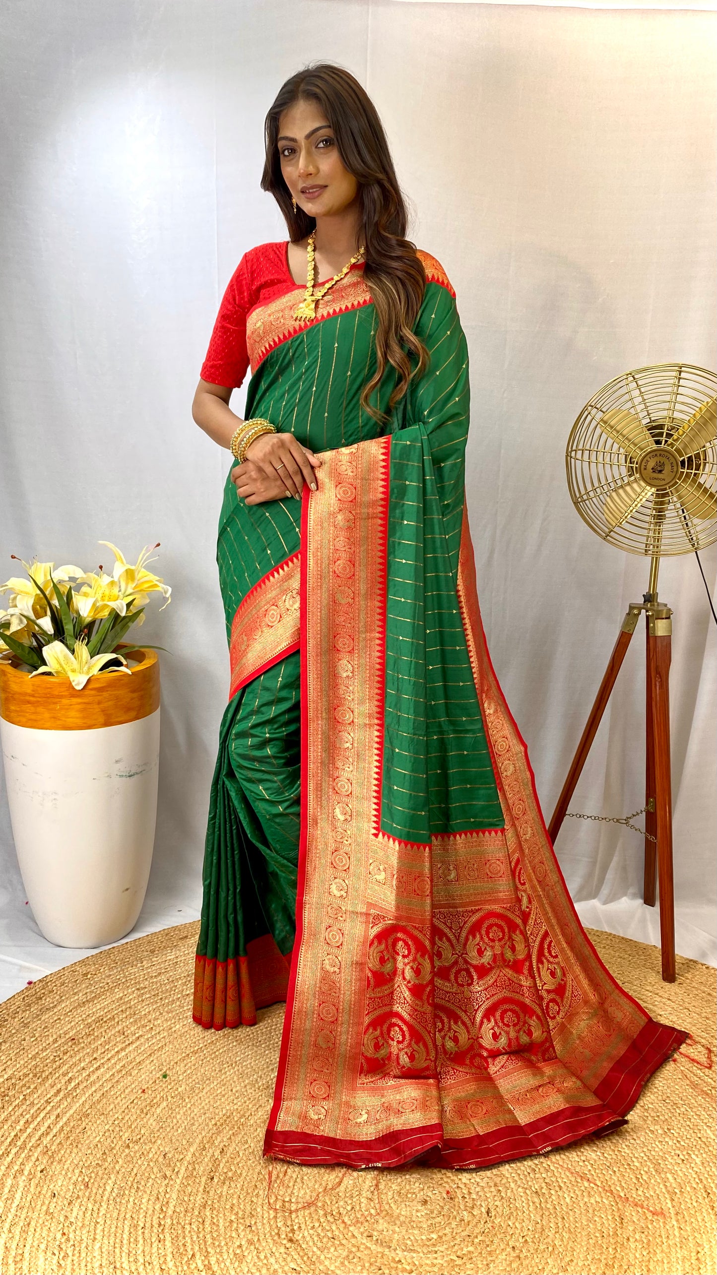 Bottle green Paithani silk saree