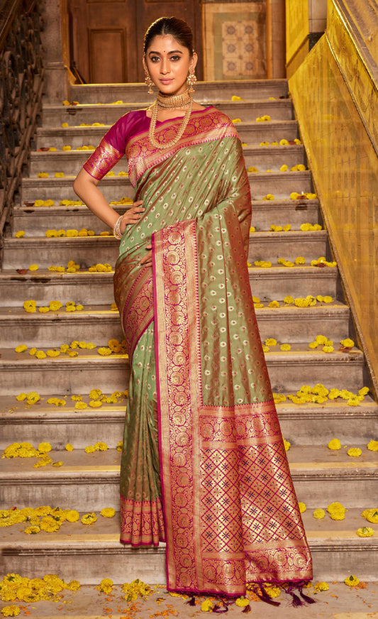 Classical Light Green Color Banarasi Silk Saree