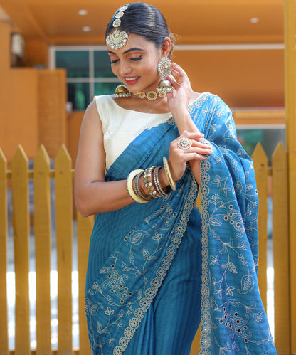 Blue Pure Soft silk saree