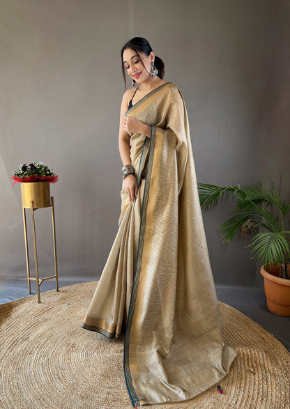 soft silk sarees with all over zari chex Weaving design and border