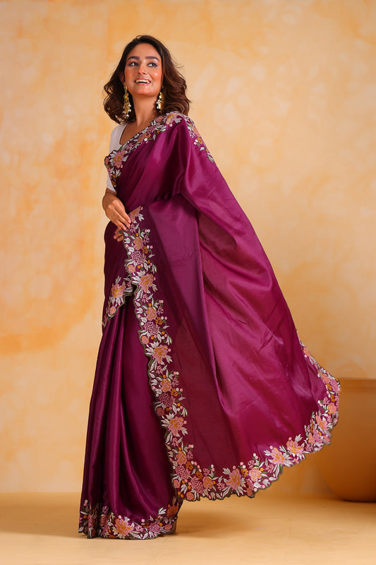 PURPLE Pure Tussar silk saree