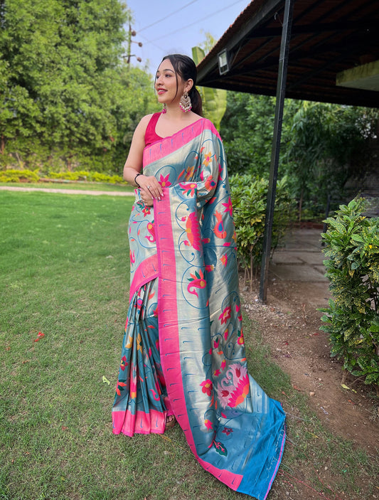 DENIM PURE PAITHANI SAREE