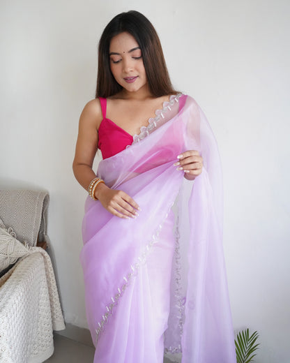 Lavender PURE ORGANZA SILK SAREE