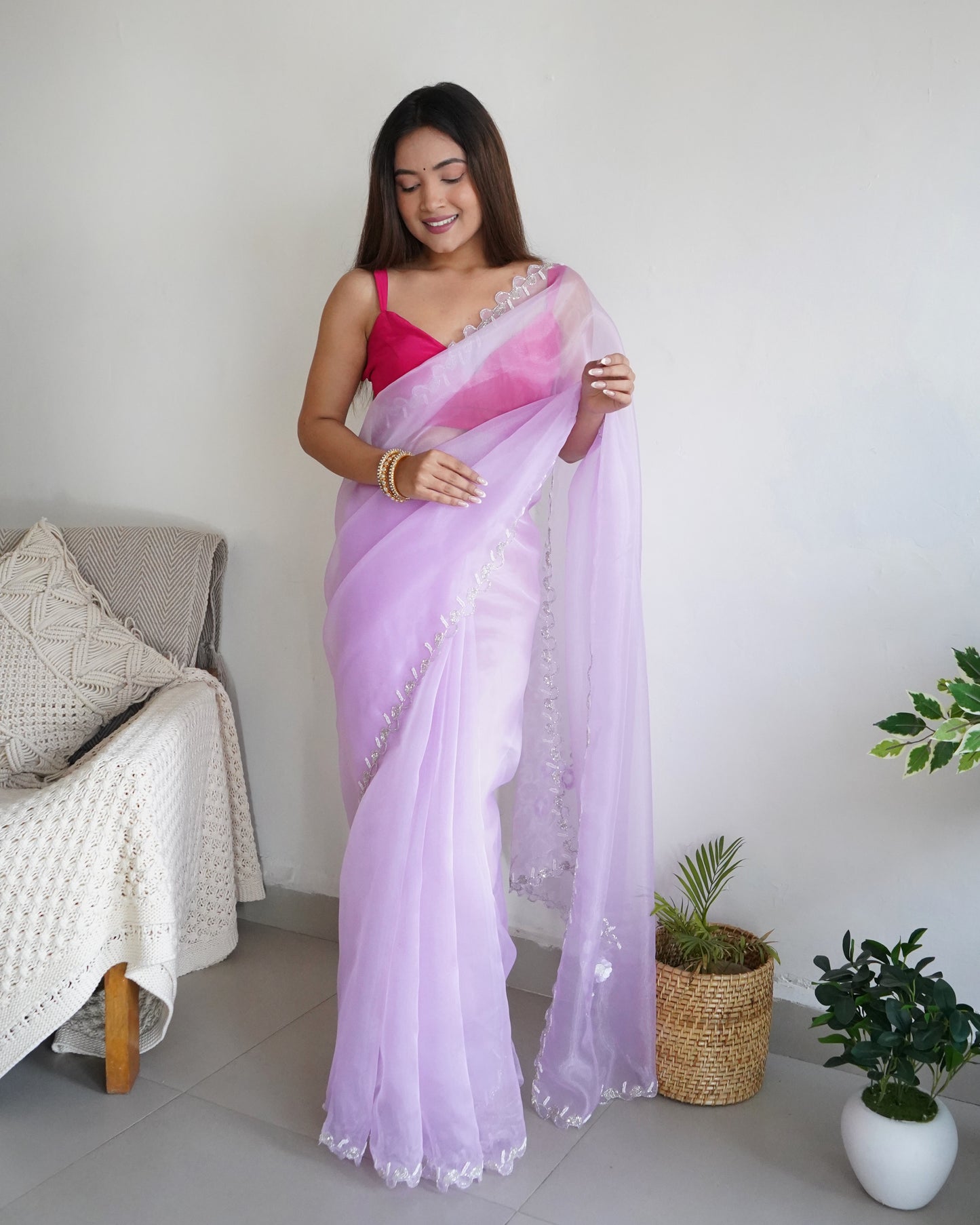 Lavender PURE ORGANZA SILK SAREE