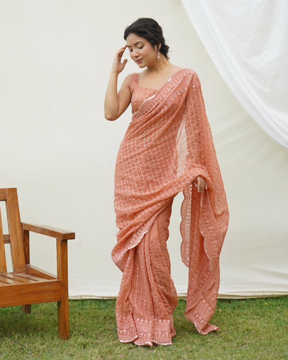 Orange uperb Soft RefineSd Fox Georget Silk Saree