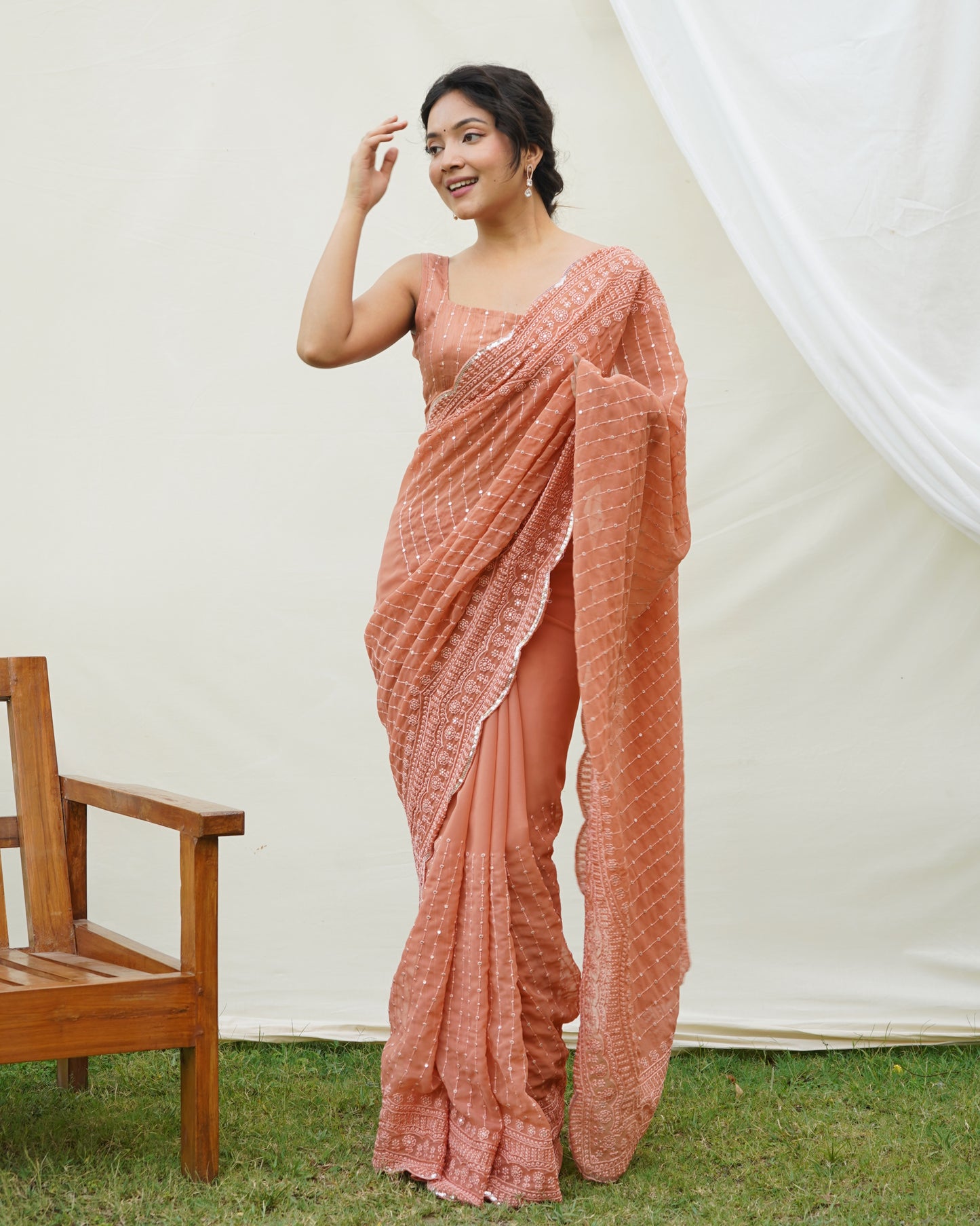 Orange uperb Soft RefineSd Fox Georget Silk Saree