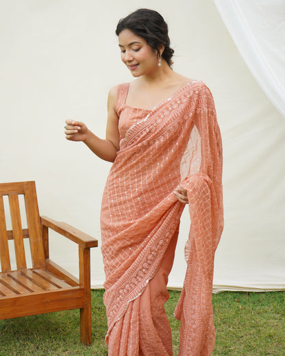 Orange uperb Soft RefineSd Fox Georget Silk Saree