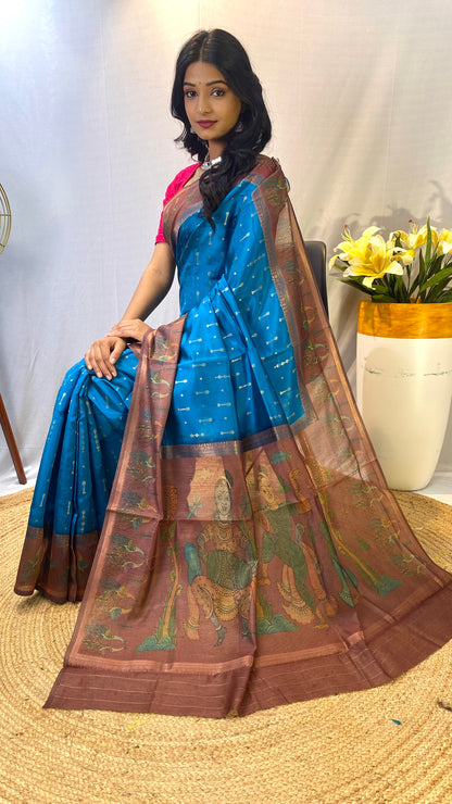 Firozi soft Chanderi silk sarees