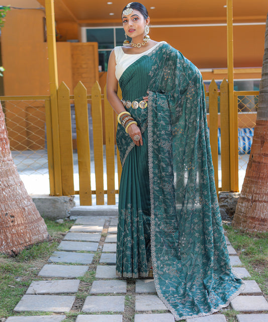 Green Pure Soft silk saree