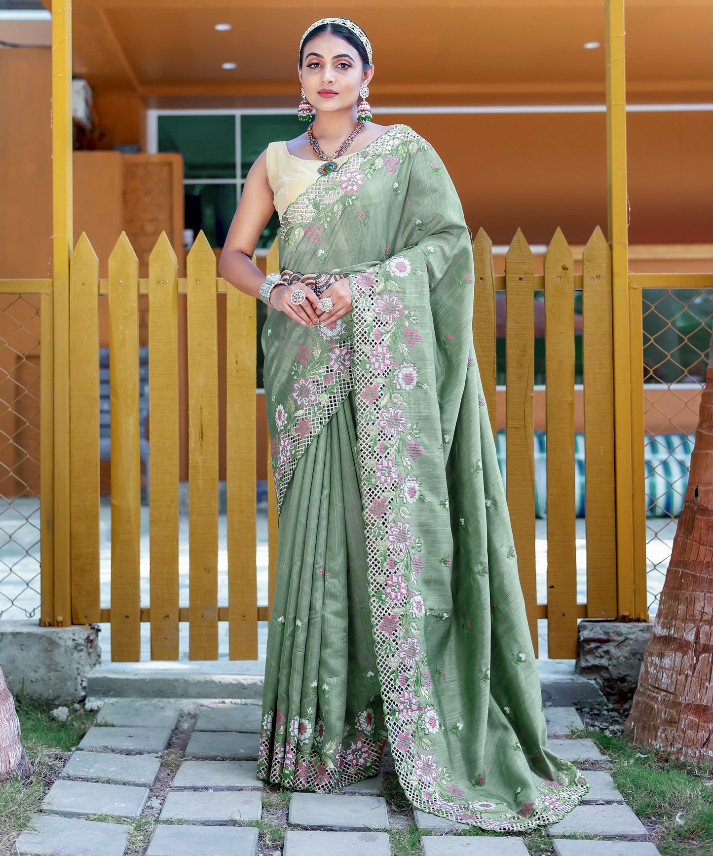 Green Pure marks silk saree