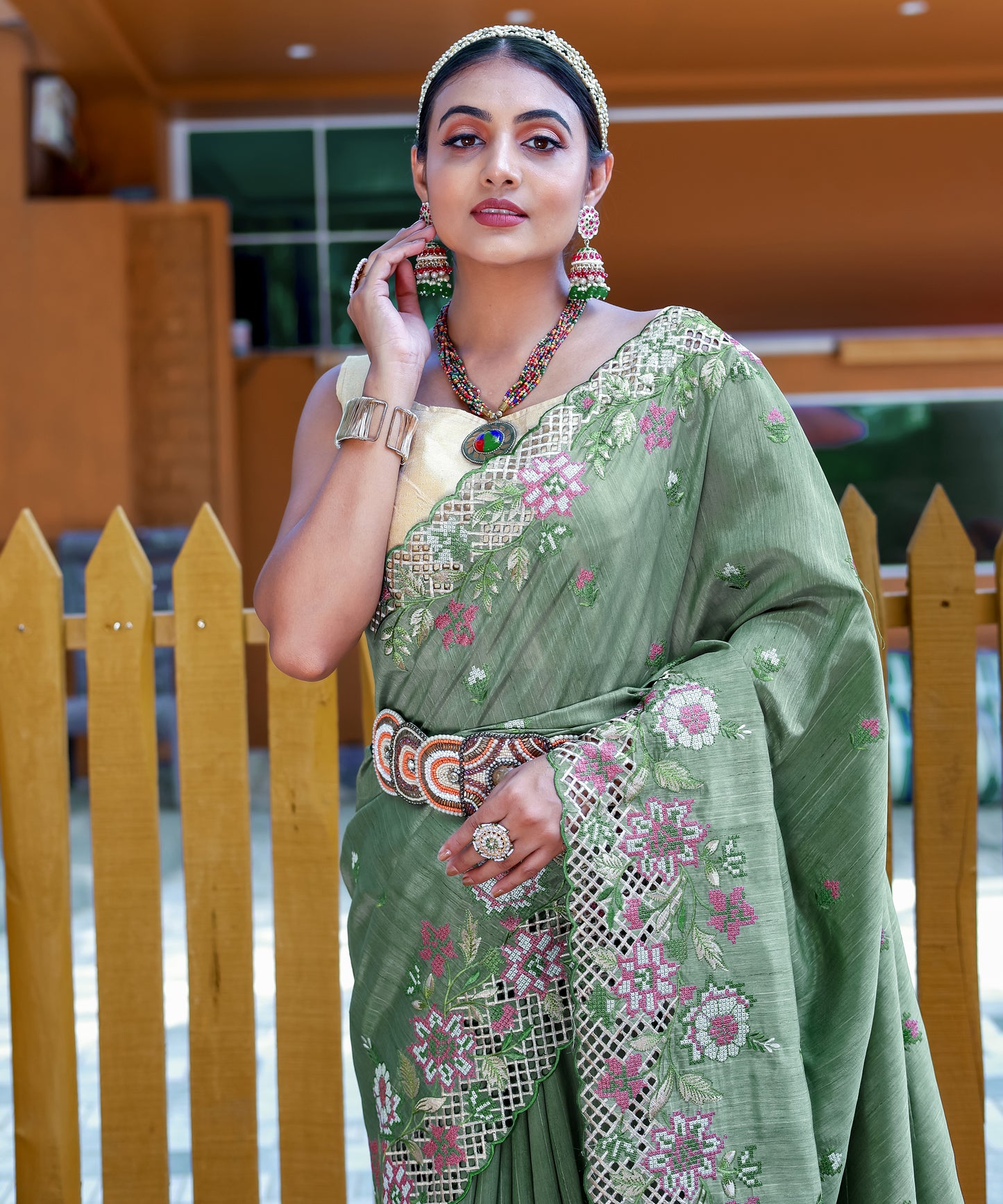 Green Pure marks silk saree