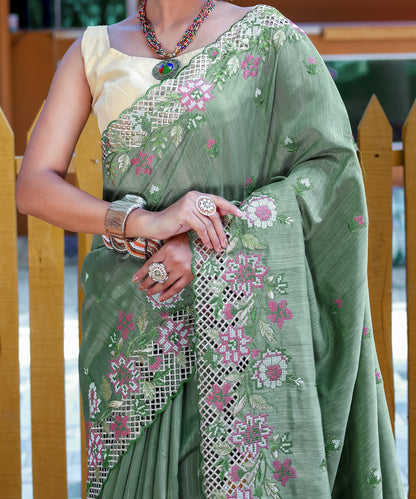 Green Pure marks silk saree