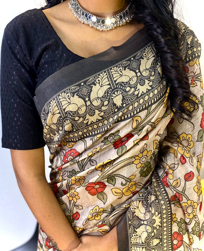 Grey soft cotton chanderi sarees