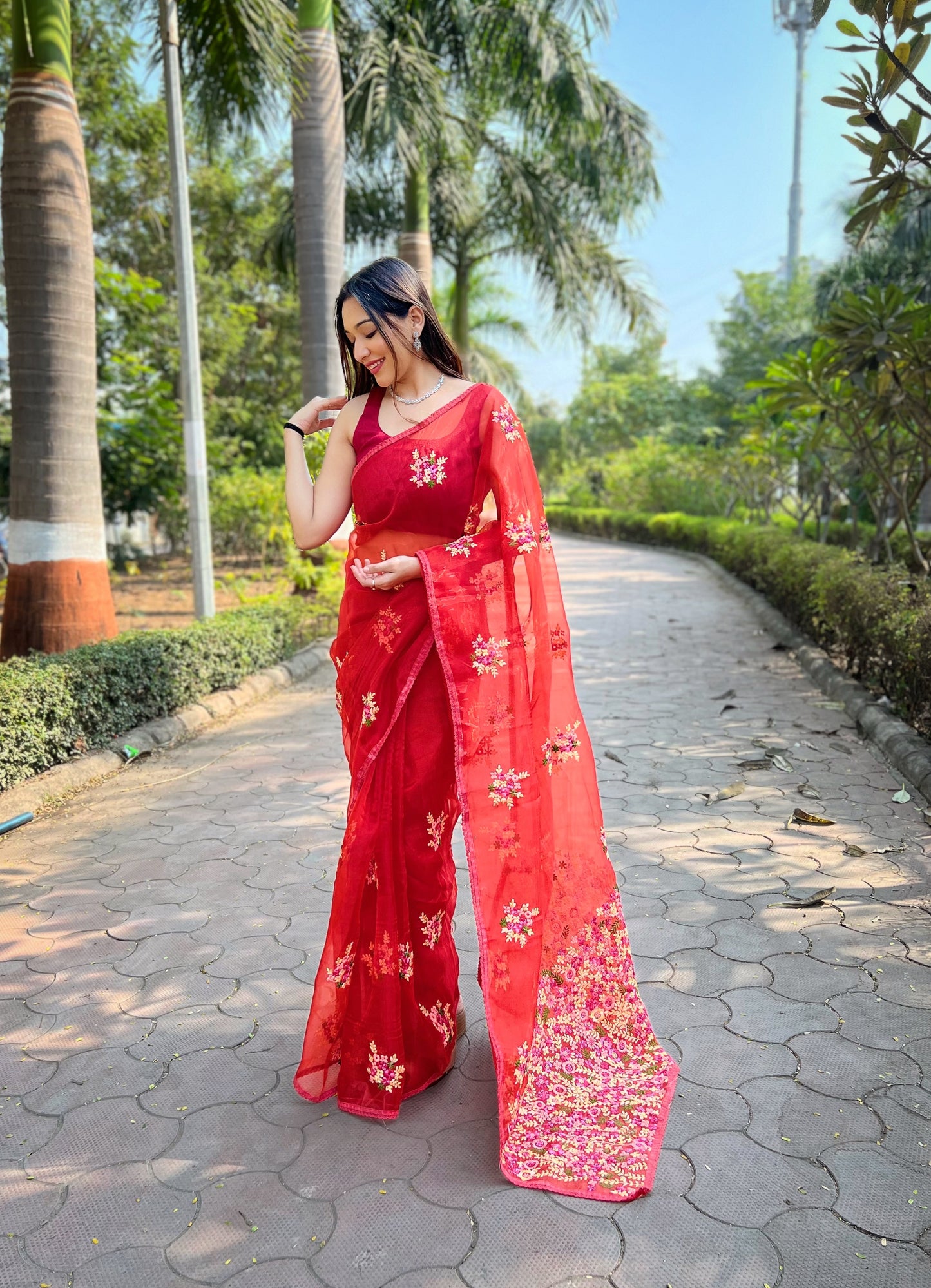 Red Pure Soft Organza Saree