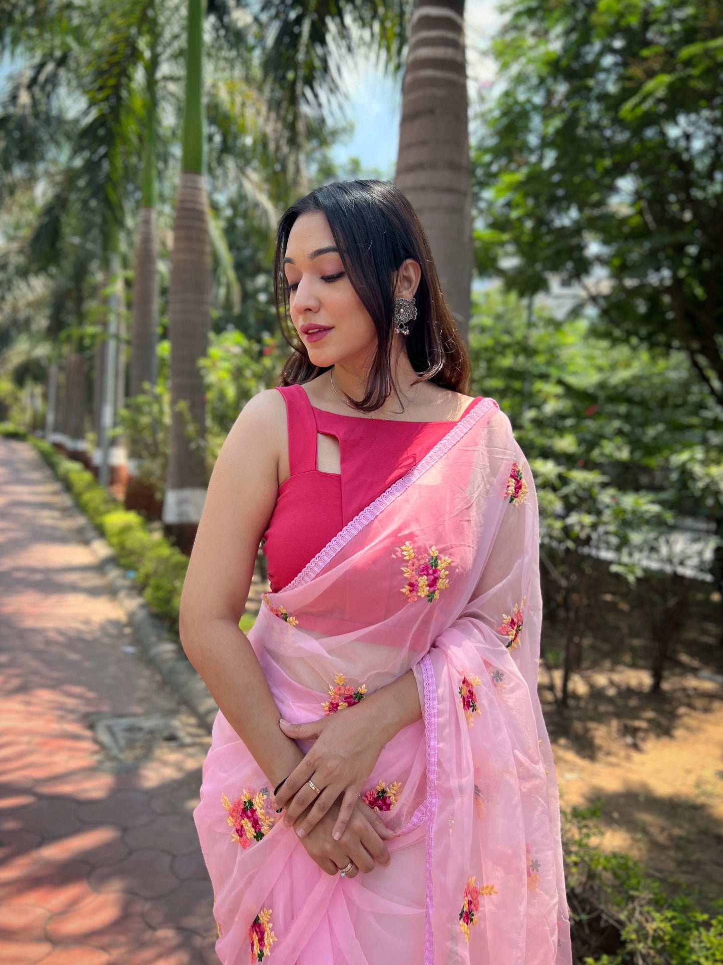 Pink Pure Soft Organza Saree