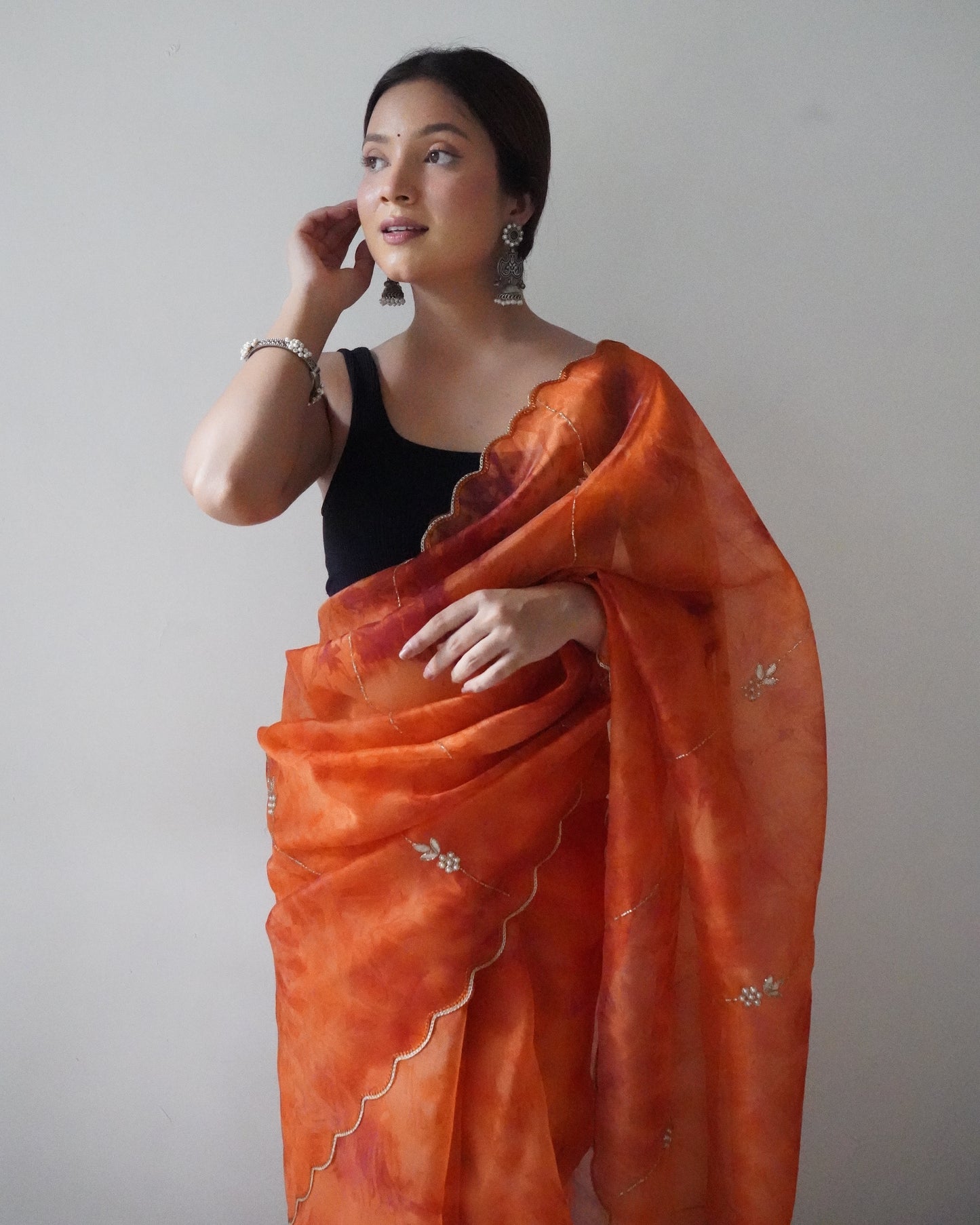 Orange Presenting The pure Organza silk Saree