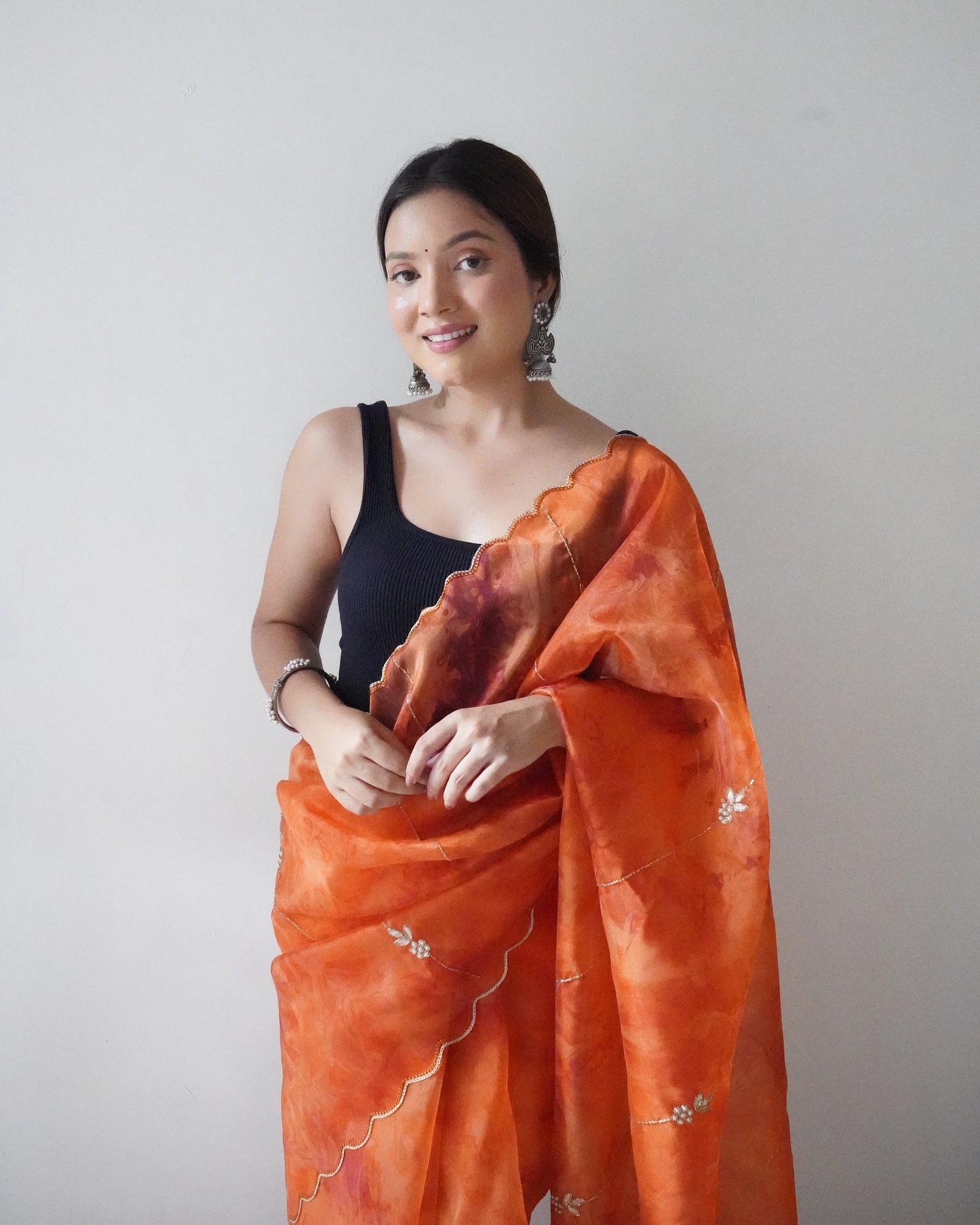 Orange Presenting The pure Organza silk Saree