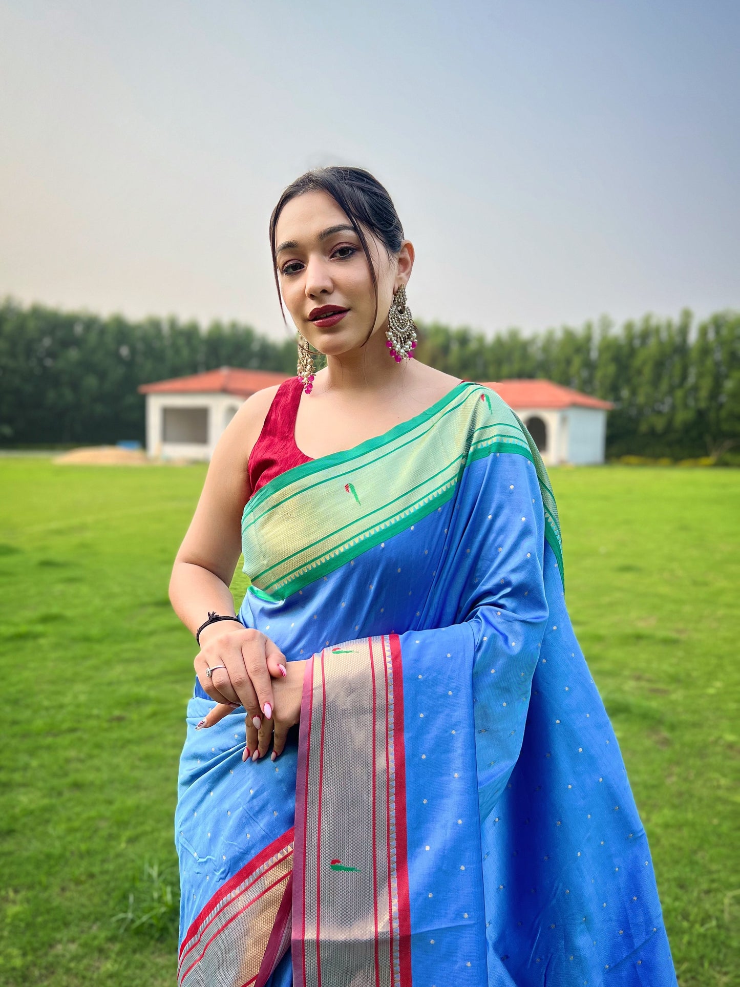 L.denim New concept of ganga jamuna border in combination with paithani weaving sarees