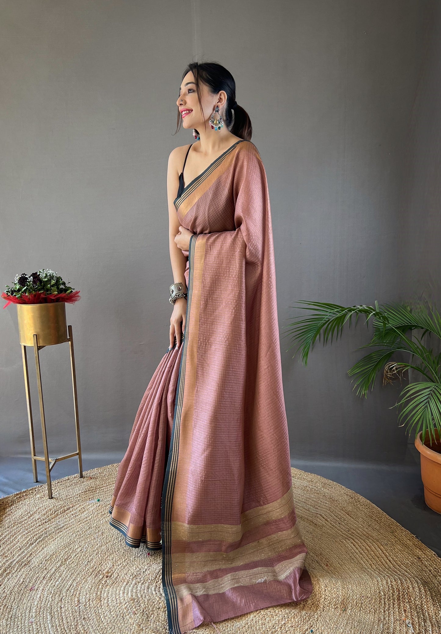 soft silk sarees with all over zari chex Weaving design and border