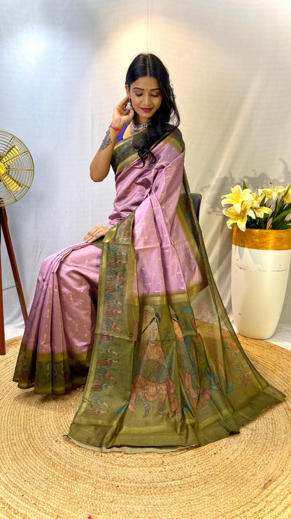 Lavender soft Chanderi silk sarees