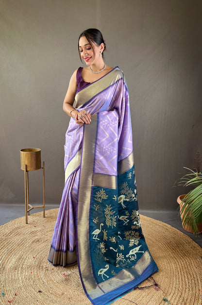 Lavendor  Paithani silk sarees