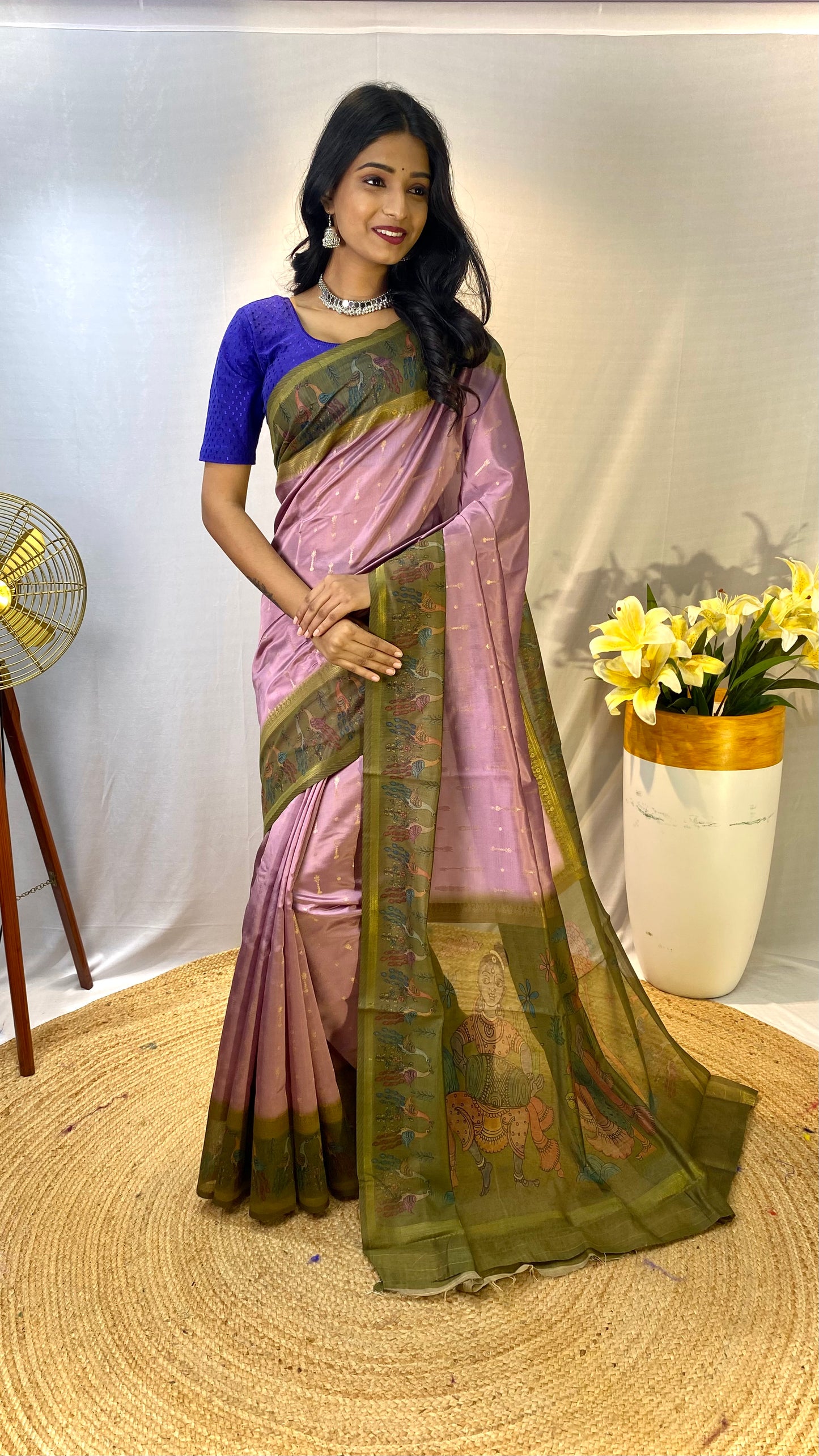 Lavender soft Chanderi silk sarees