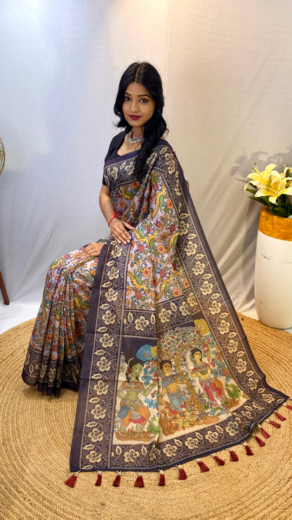 Lavender soft cotton chanderi sarees