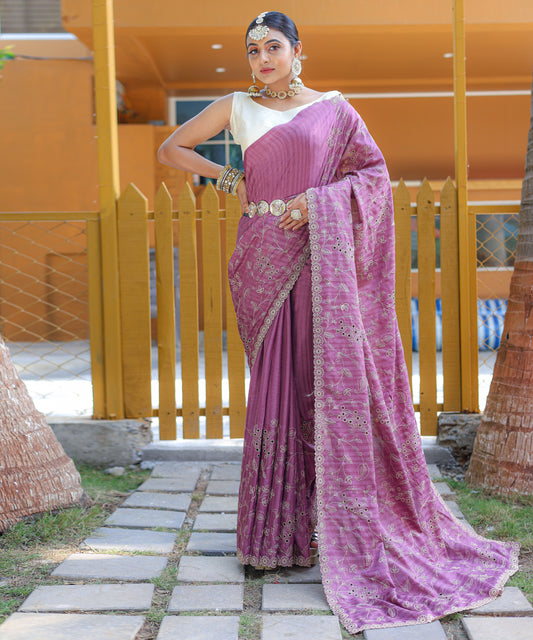 Lavender Pure Soft silk saree