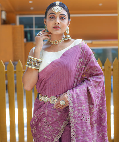 Lavender Pure Soft silk saree