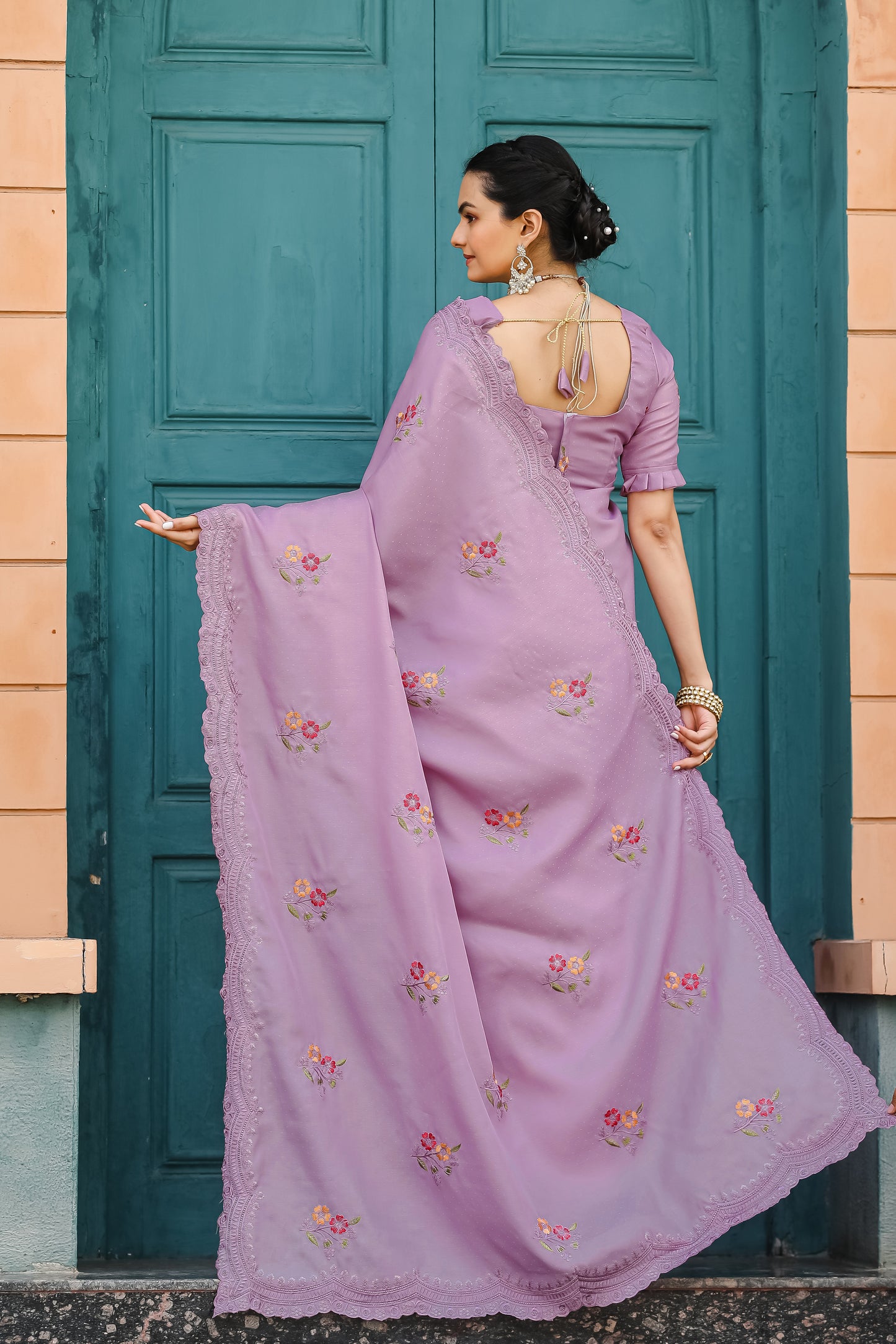 Lavender Tussar Cotton dobby sarees