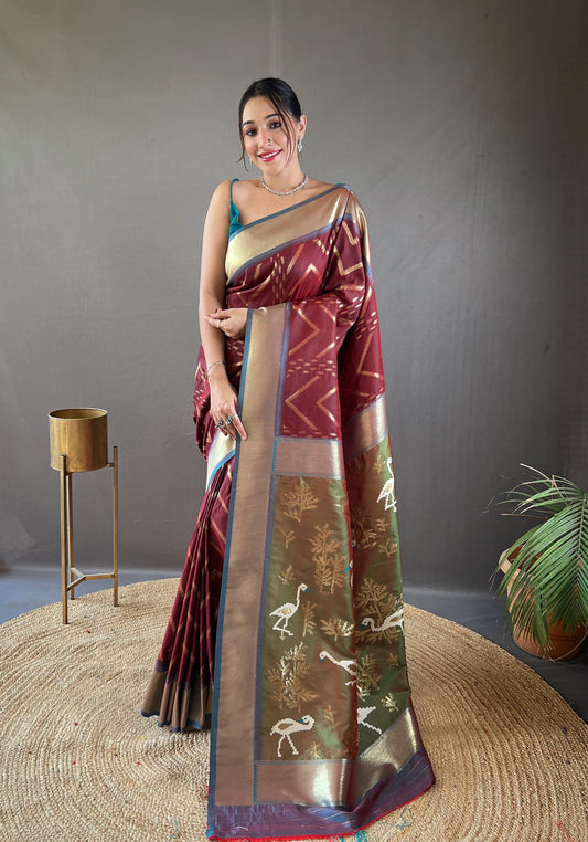 Maroon Pure soft silk saree