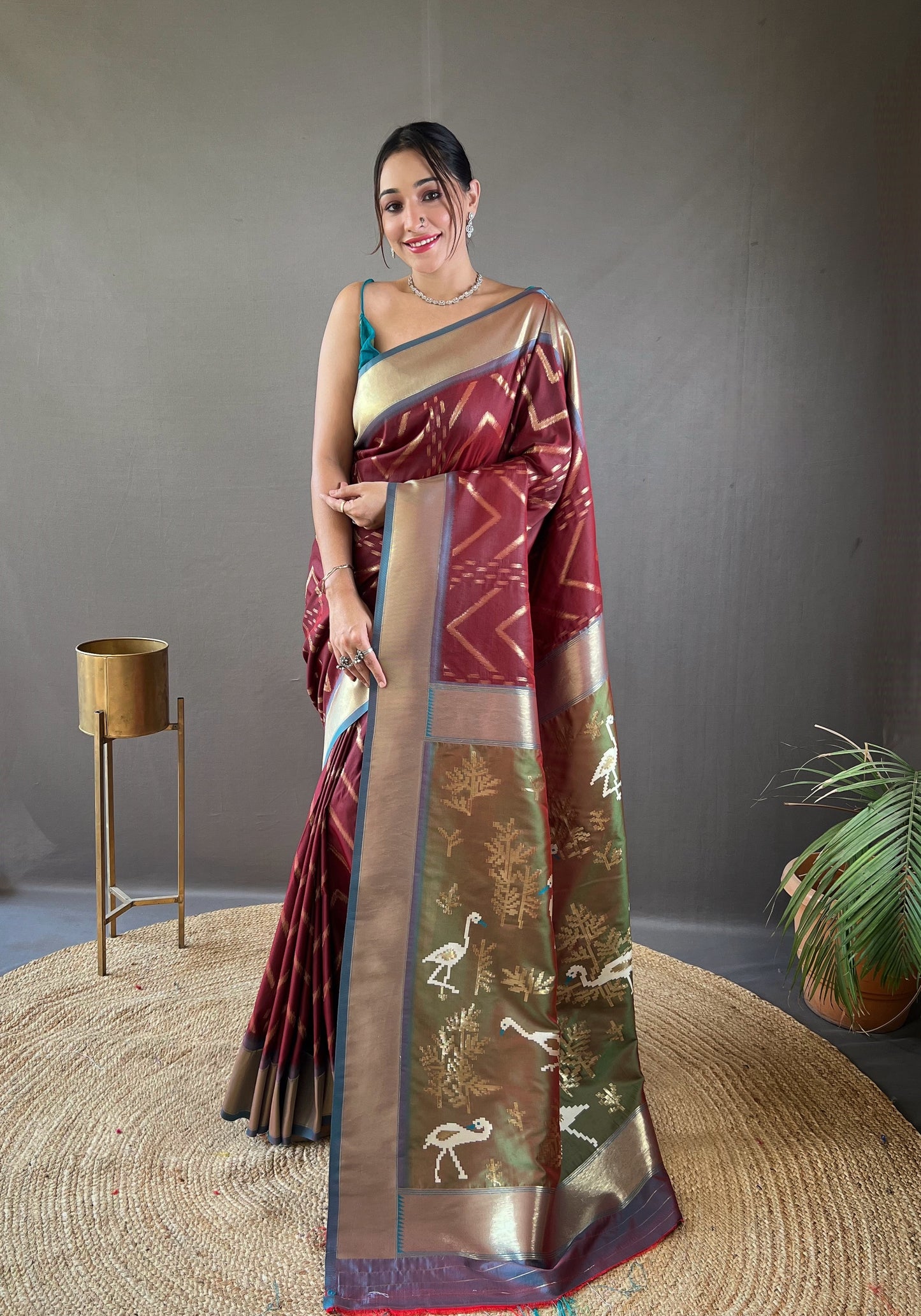 Maroon  Paithani silk sarees