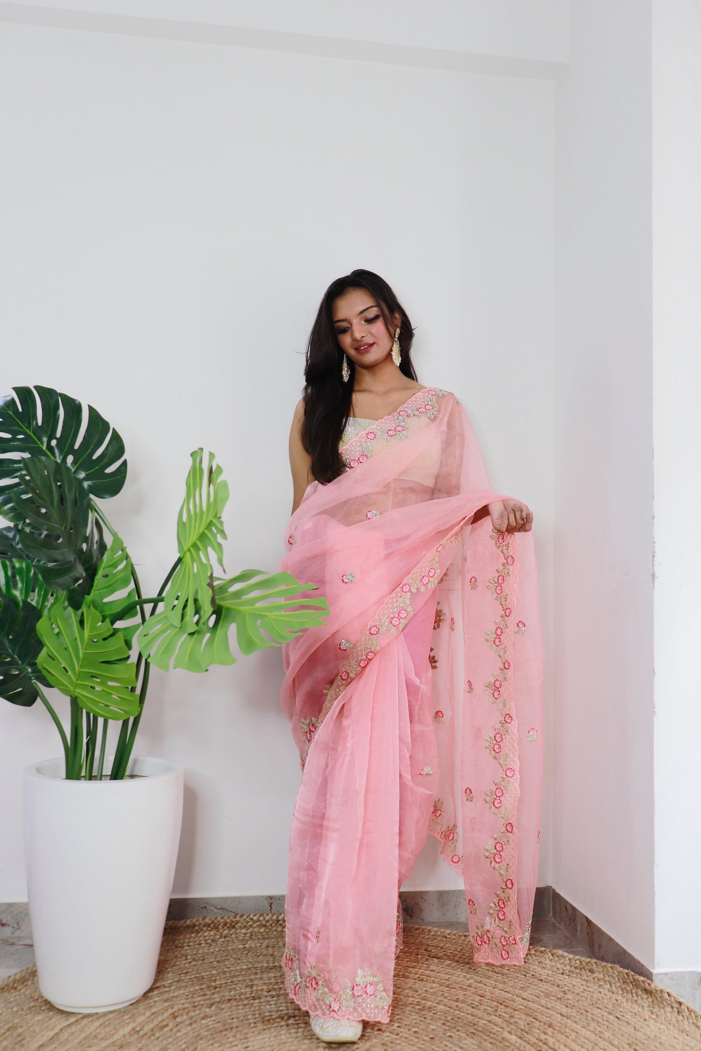 Peach Elegant Soft Organza Saree