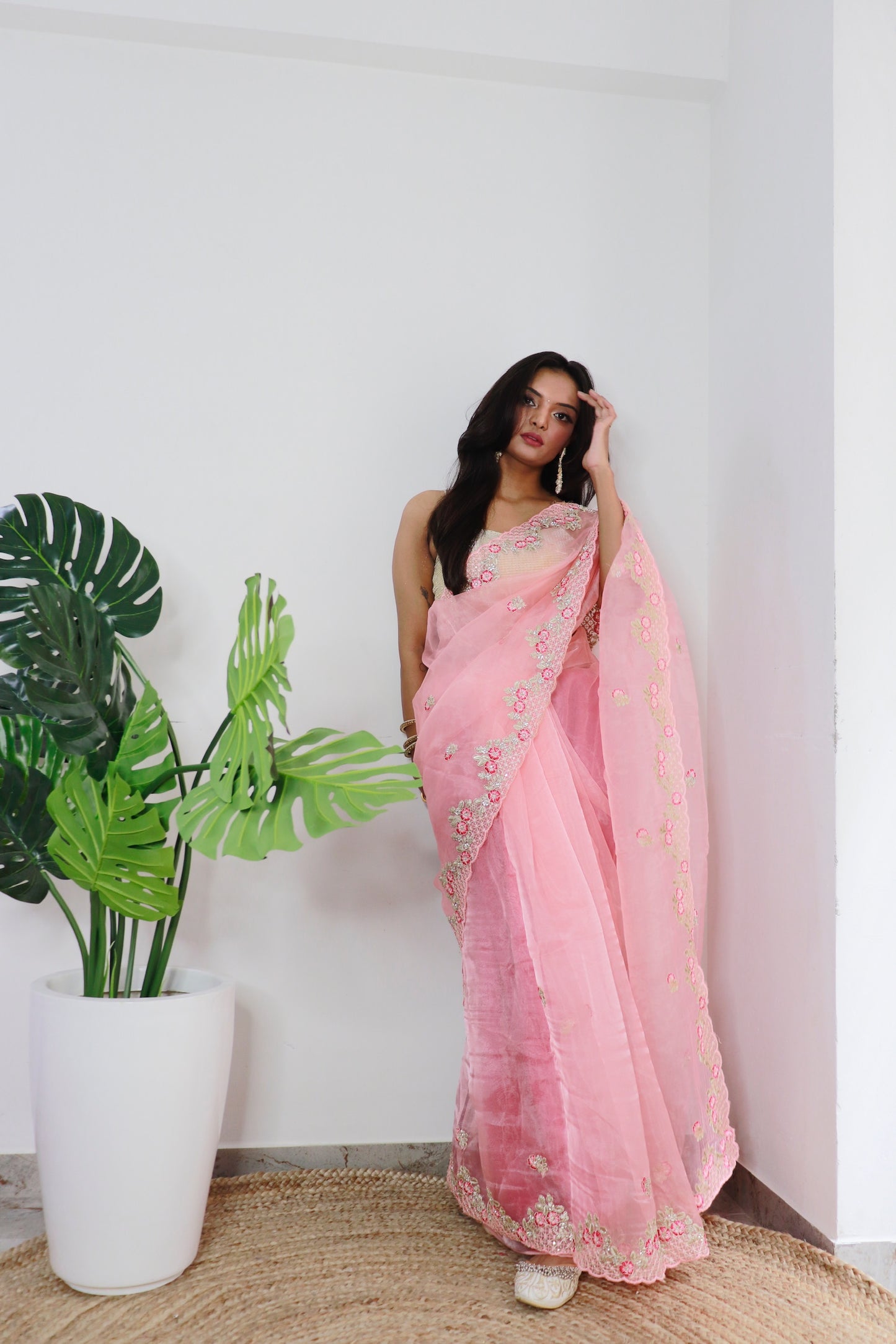 Peach Elegant Soft Organza Saree