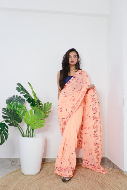 Peach Beautiful soft Georgette saree