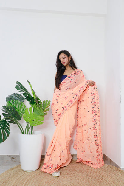 Peach Beautiful soft Georgette saree