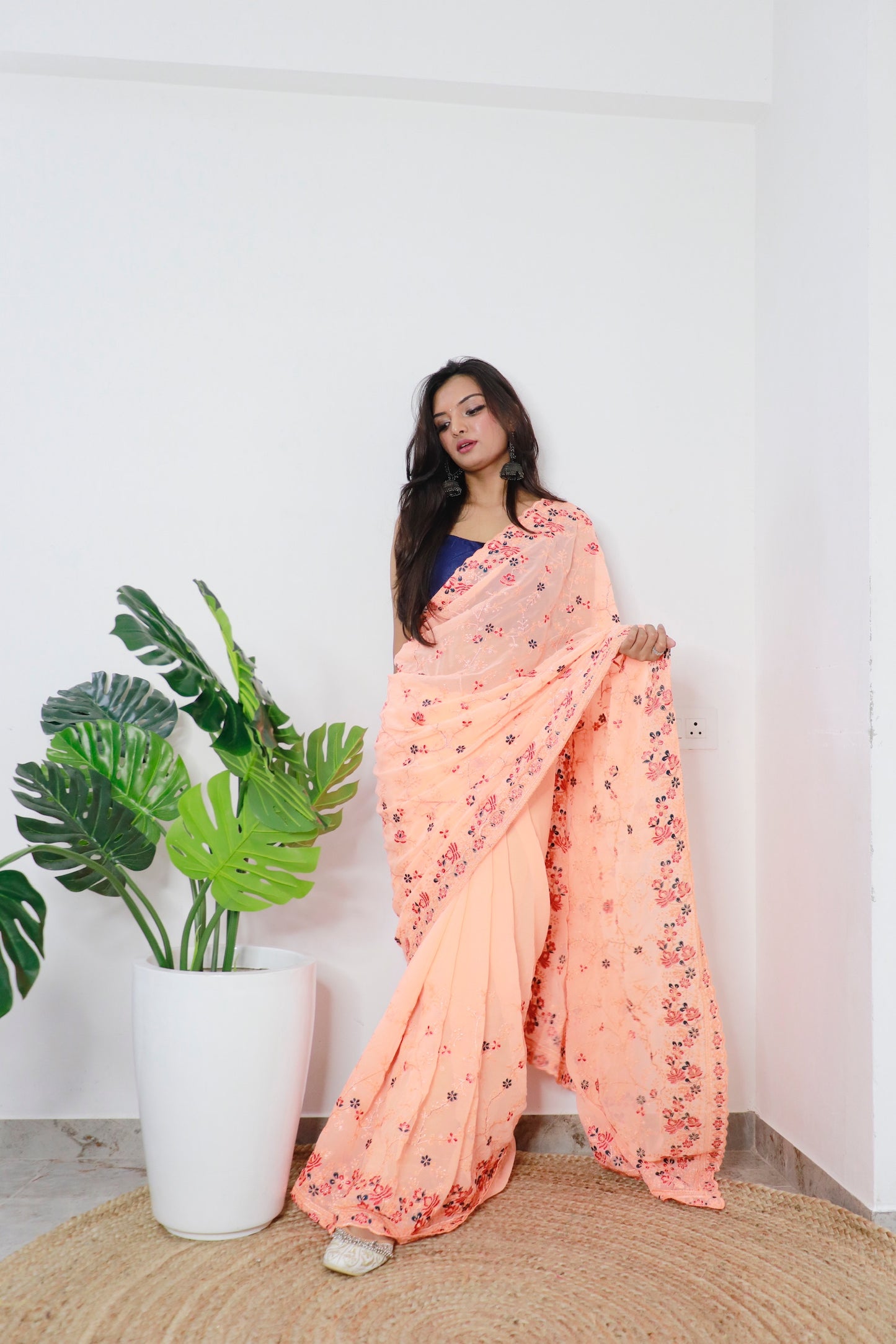 Peach Beautiful soft Georgette saree