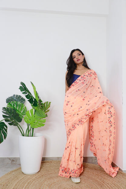 Peach Beautiful soft Georgette saree