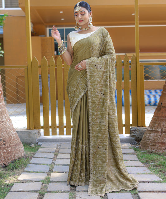 Mehndi Pure Soft silk saree