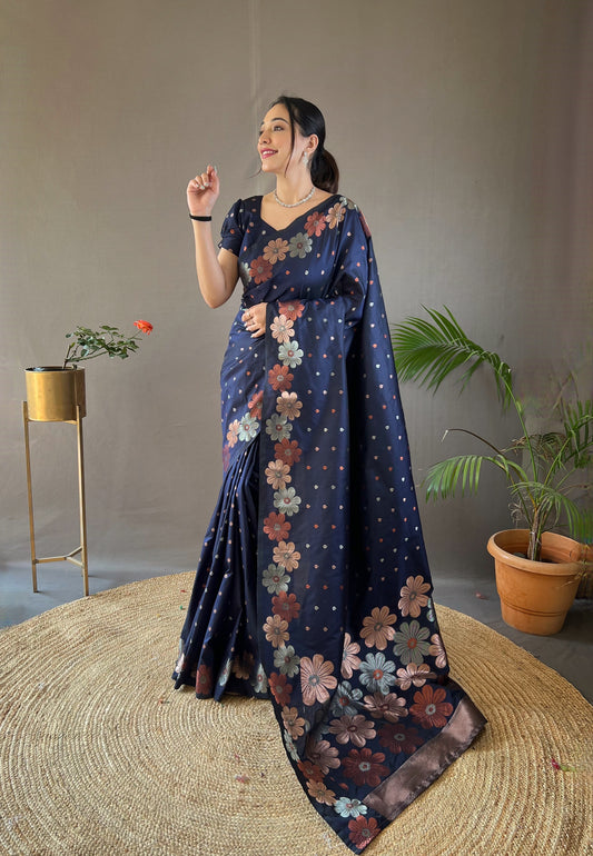 Navy Pure soft silk saree