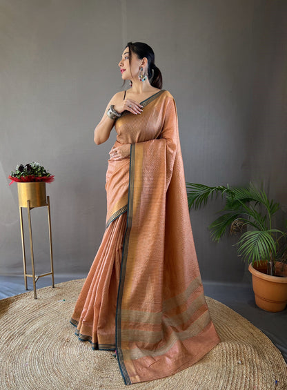 soft silk sarees with all over zari chex Weaving design and border