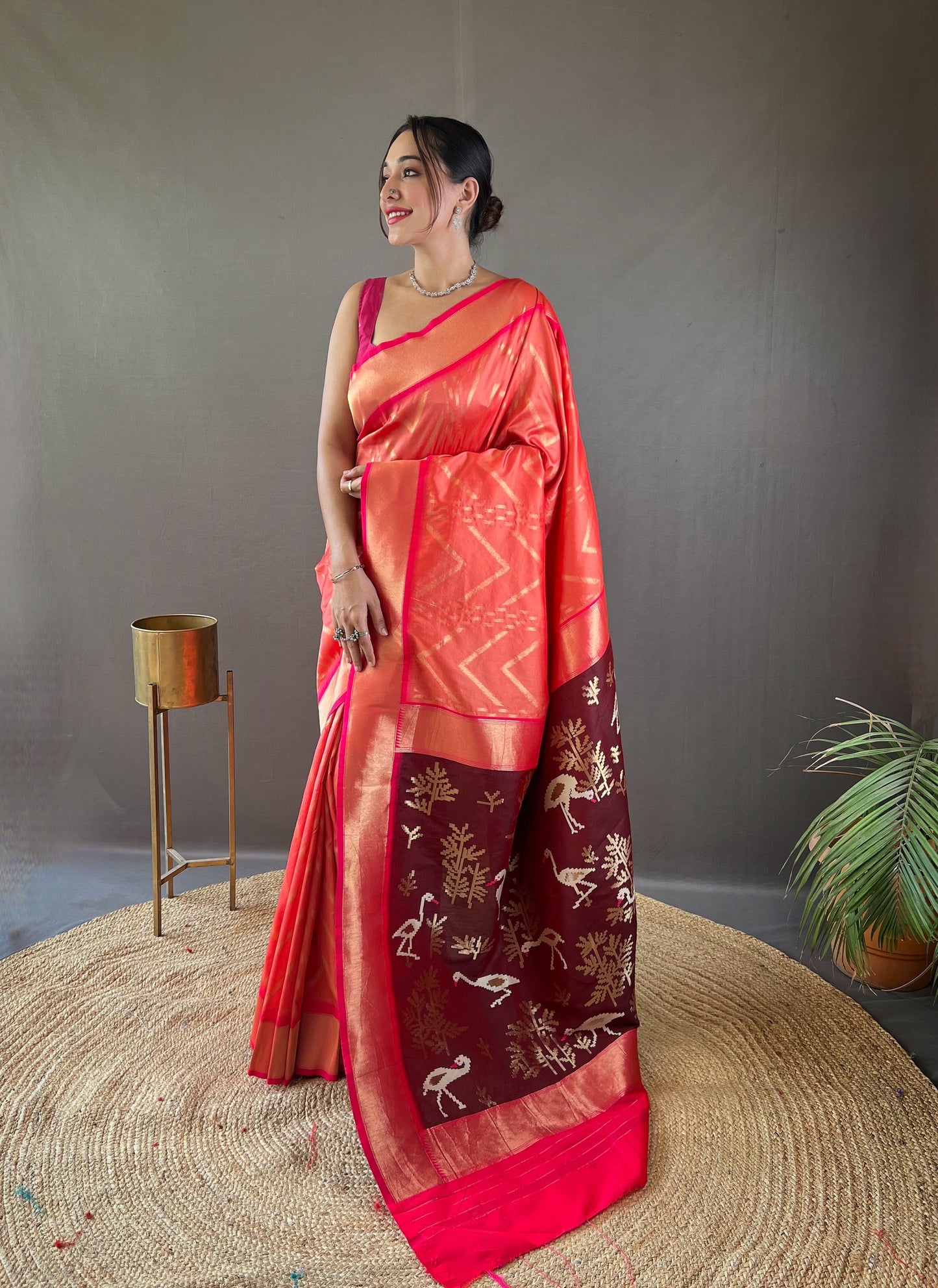 Peach  Paithani silk sarees