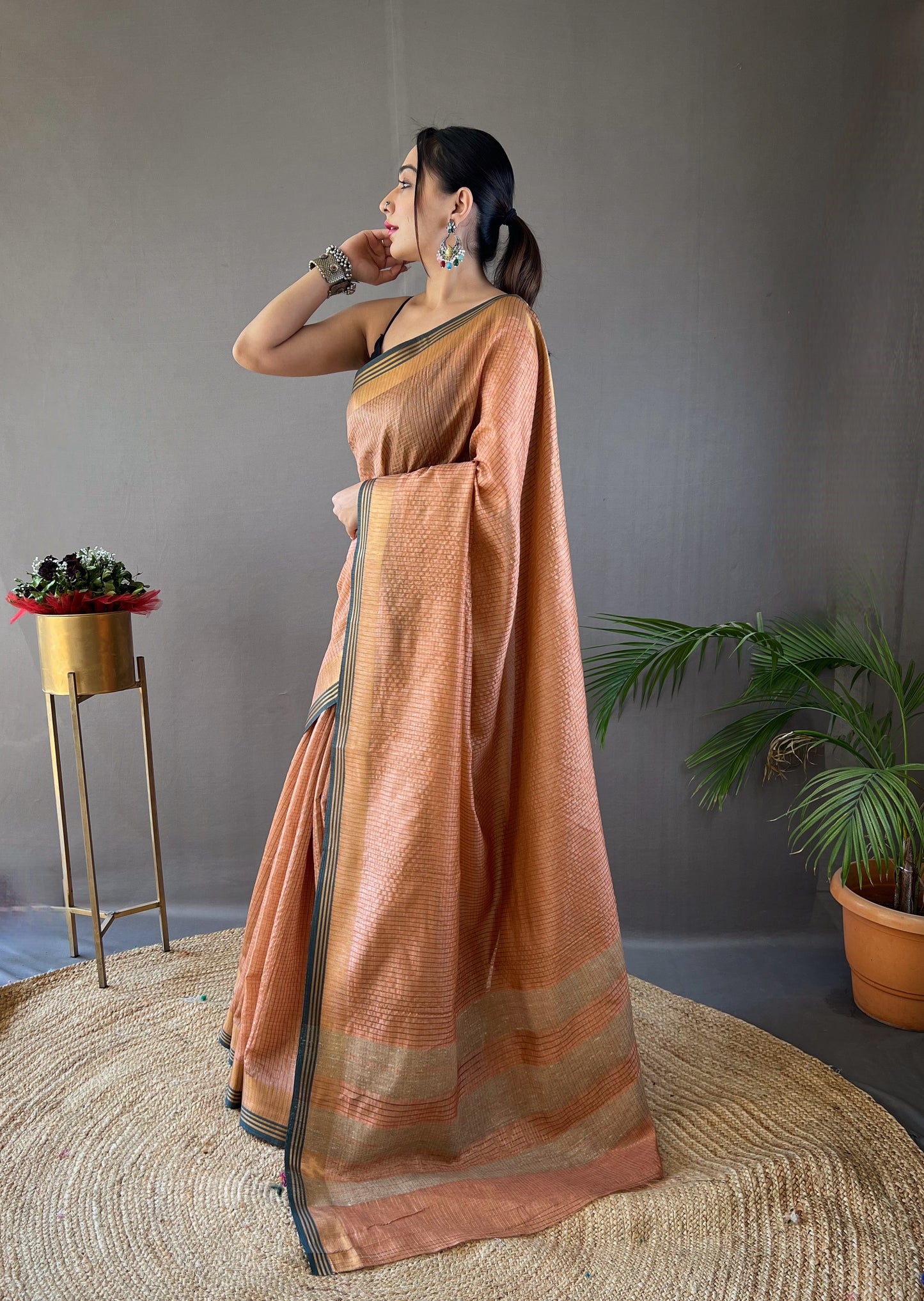 soft silk sarees with all over zari chex Weaving design and border